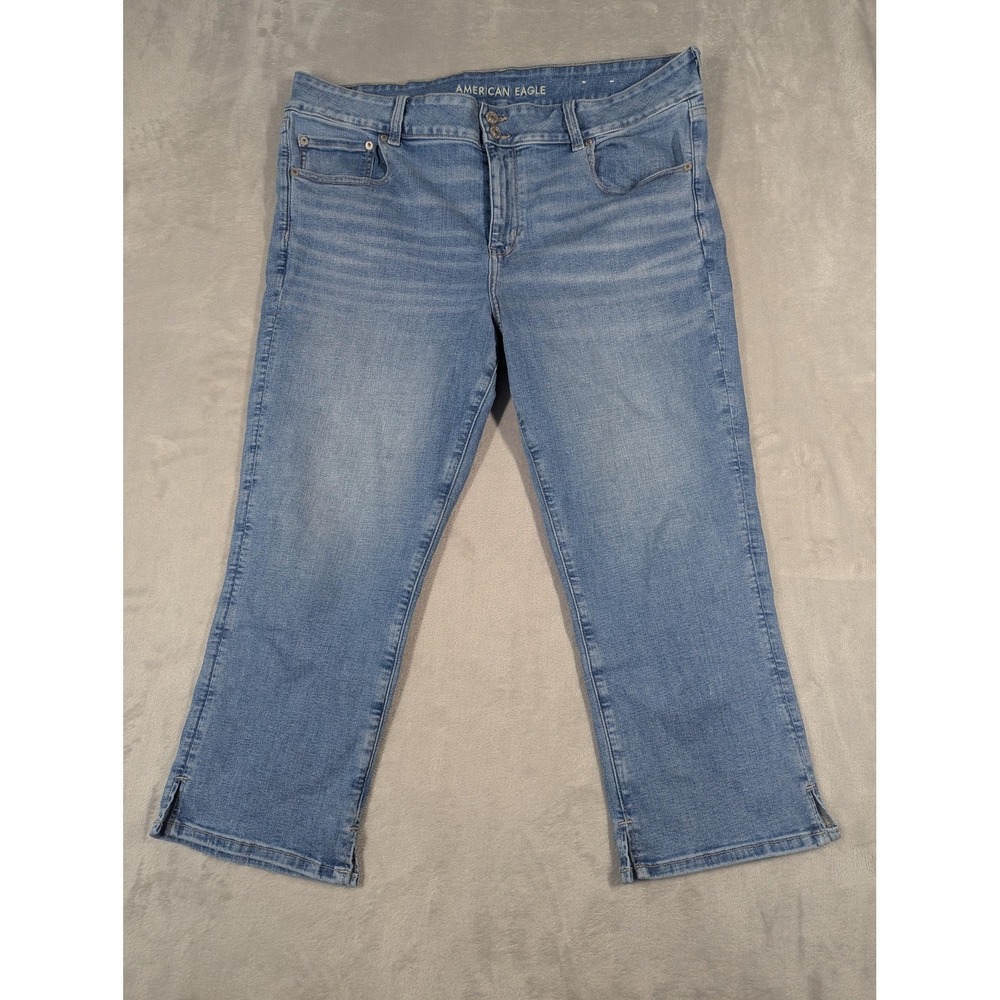 American Eagle Jeans Womens 20 Light Wash High Rise Artist Crop Stretch Denim